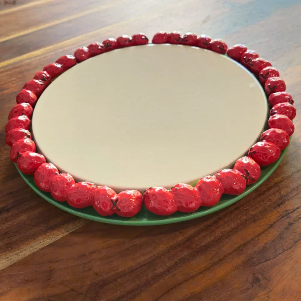 Vintage Shafford Japan Strawberry Cake Plate | Mid-Century Ceramic Serving Tray
